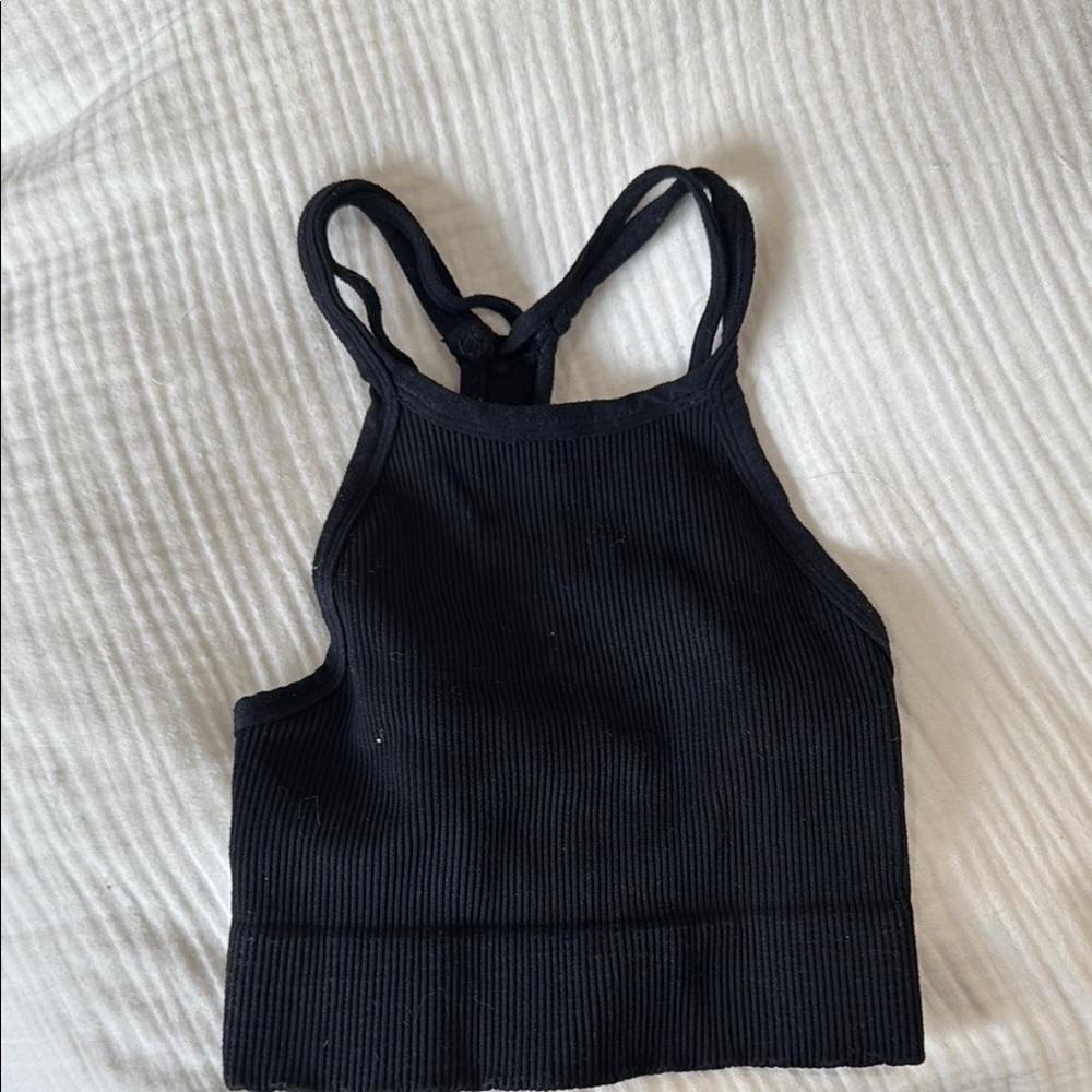 free people Black Ribbed Crop Top